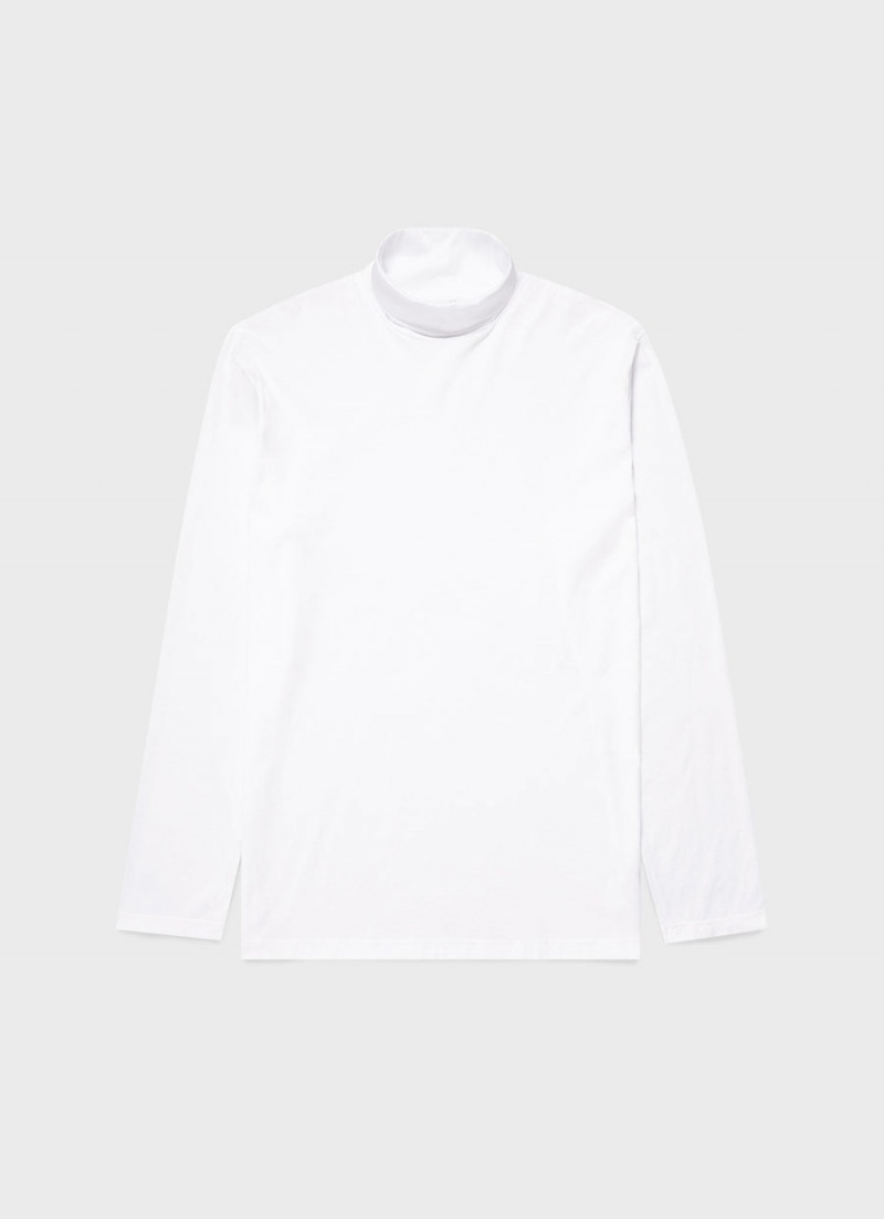 White Sunspel Long Sleeve Roll Neck T-shirt | 07634-NMXK | USA