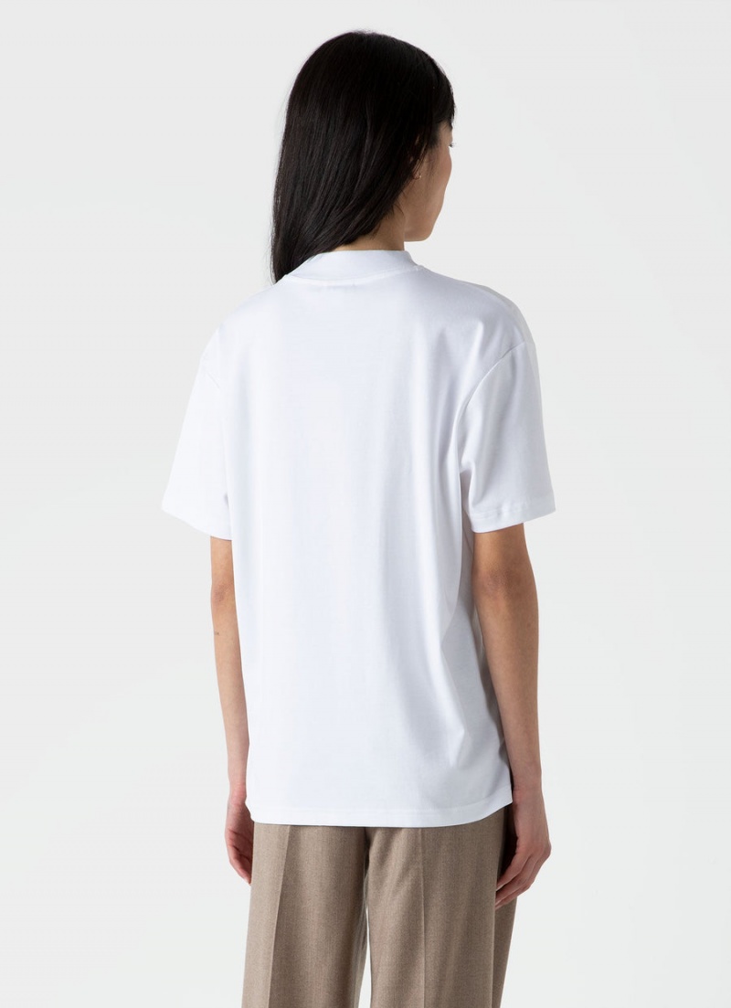 White Sunspel Mock Neck Heavyweight T-shirt | 18742-BHVI | USA