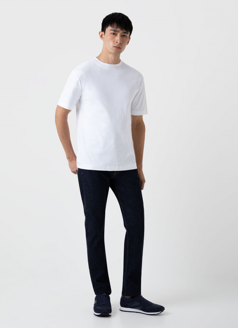 White Sunspel Mock Neck Heavyweight T-shirt | 21687-RCVS | USA