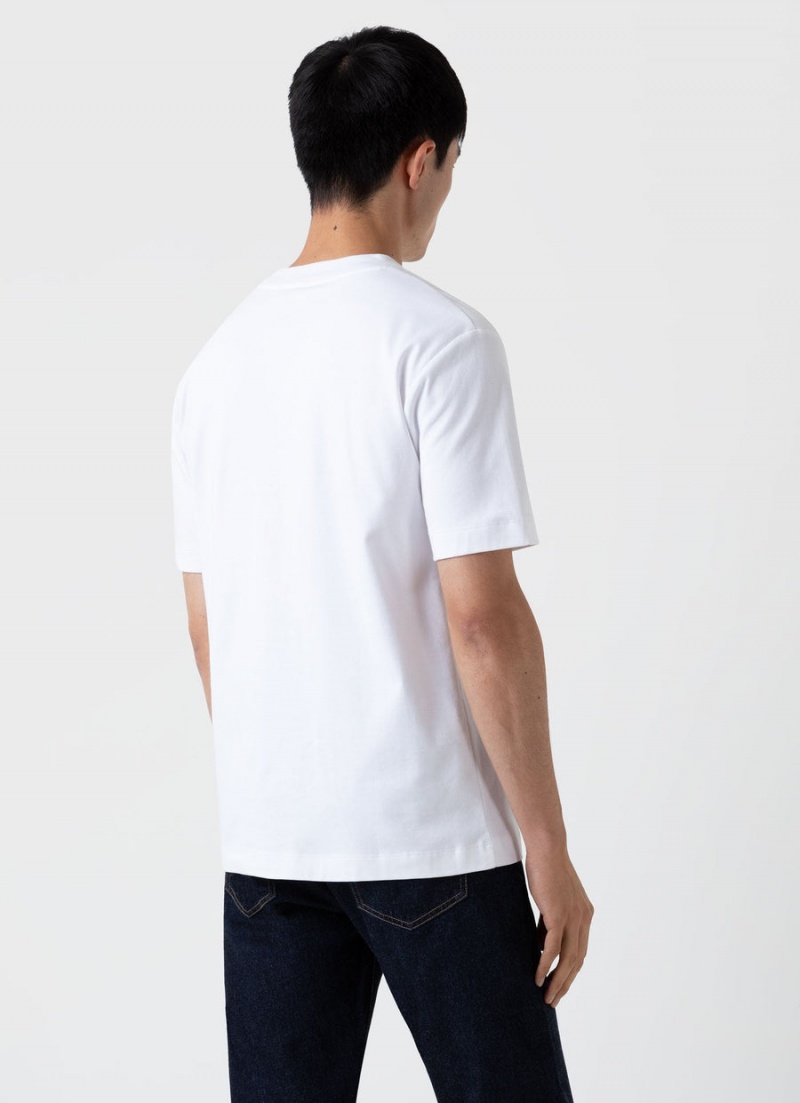 White Sunspel Mock Neck Heavyweight T-shirt | 21687-RCVS | USA