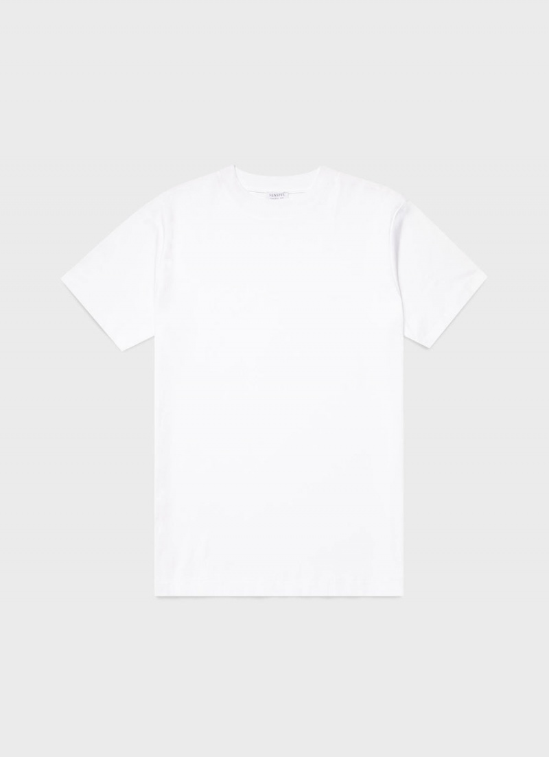 White Sunspel Mock Neck Heavyweight T-shirt | 21687-RCVS | USA