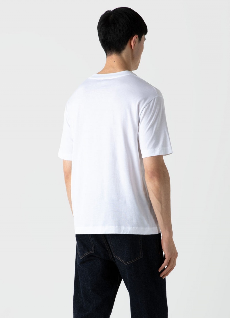 White Sunspel Mock Neck T-shirt | 16537-PSRT | USA