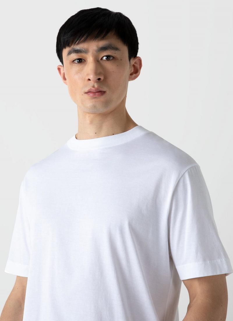 White Sunspel Mock Neck T-shirt | 16537-PSRT | USA