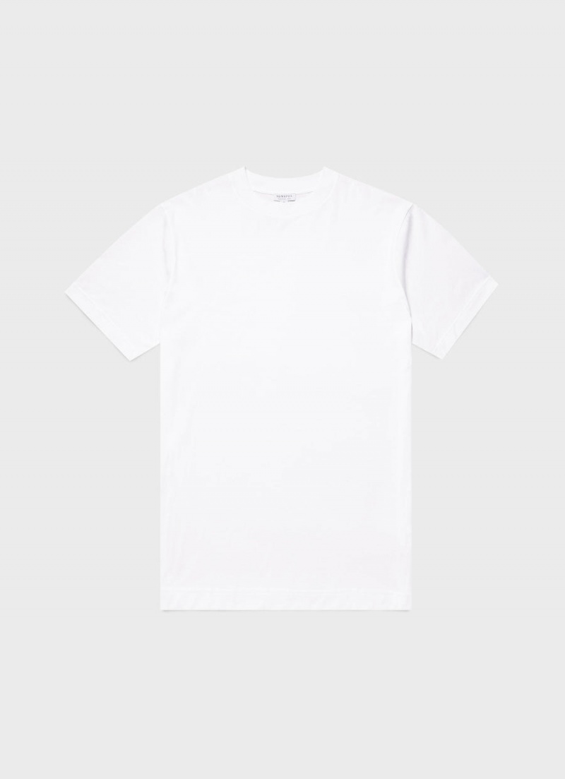 White Sunspel Mock Neck T-shirt | 16537-PSRT | USA