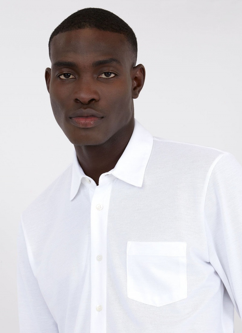 White Sunspel Piqué Shirt | 34106-LPRS | USA