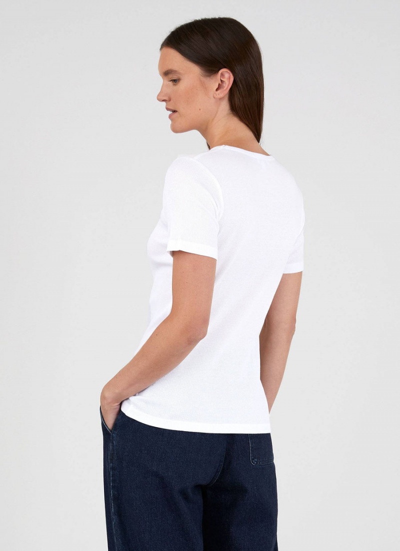 White Sunspel Rib T-shirt | 18795-TLKI | USA