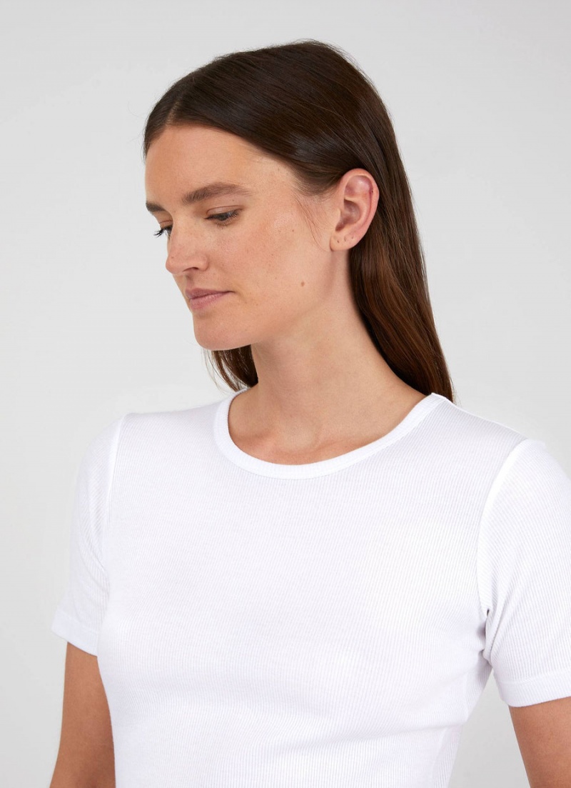 White Sunspel Rib T-shirt | 18795-TLKI | USA