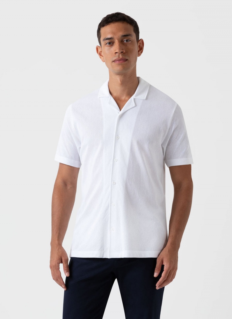 White Sunspel Riviera Camp Collar Shirt | 52879-LJAR | USA