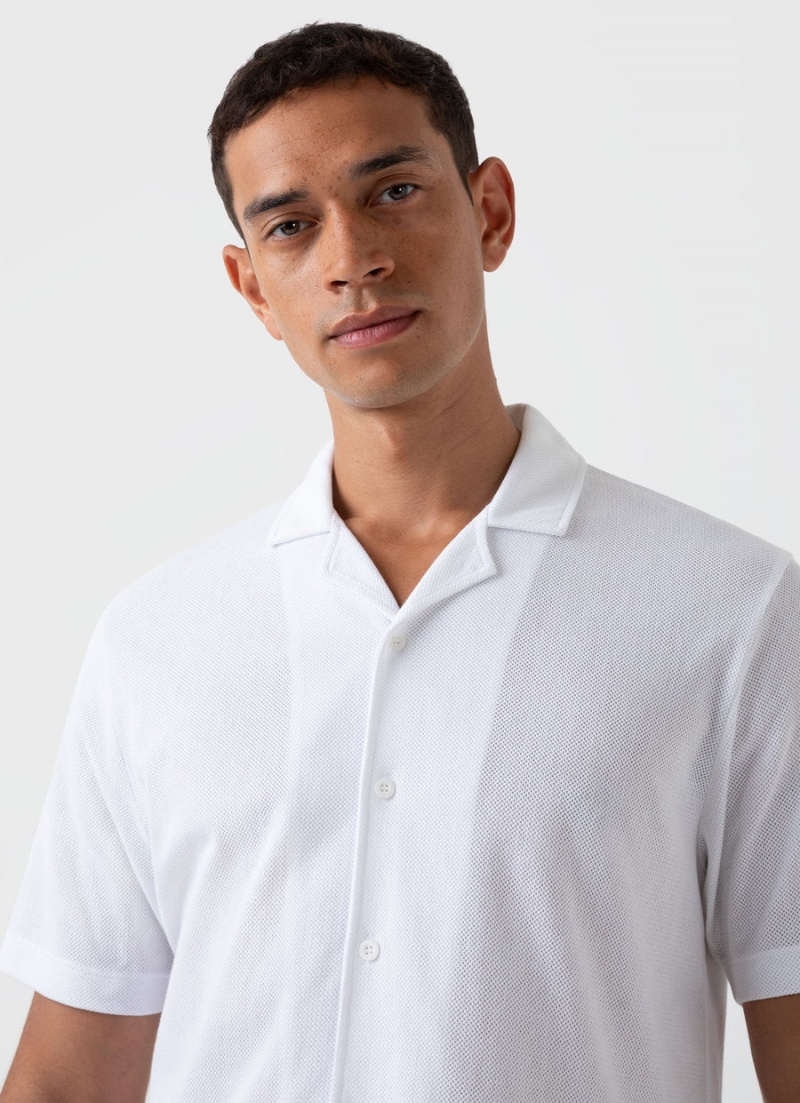 White Sunspel Riviera Camp Collar Shirt | 52879-LJAR | USA