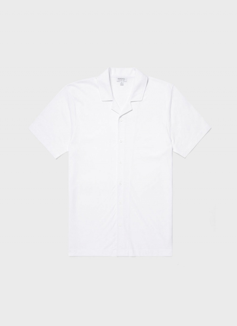 White Sunspel Riviera Camp Collar Shirt | 52879-LJAR | USA