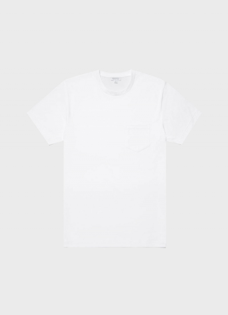 White Sunspel Riviera Midweight Pocket T-shirt | 24179-YATO | USA