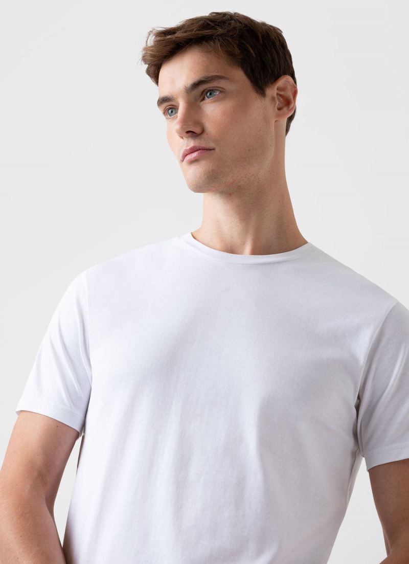 White Sunspel Riviera Midweight T-shirt | 25764-MWYL | USA