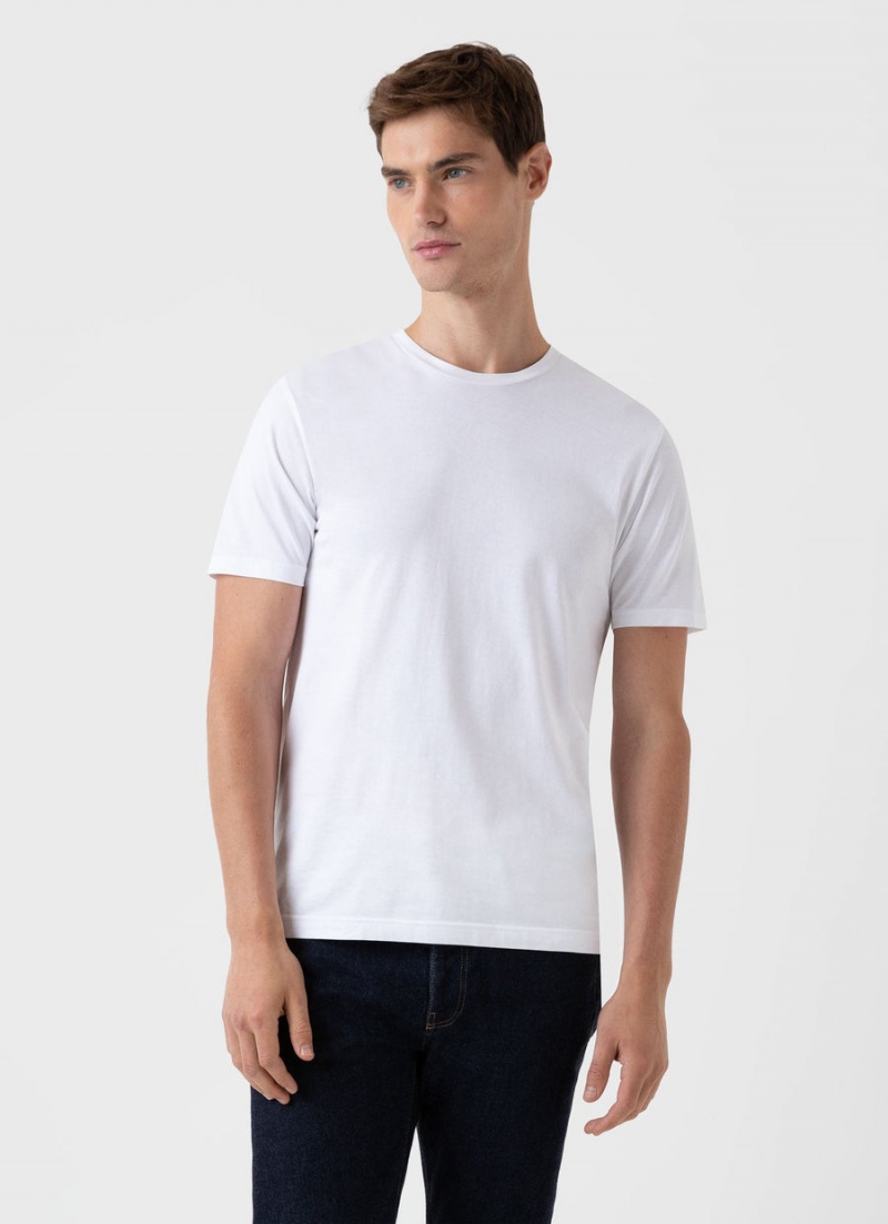 White Sunspel Riviera Midweight T-shirt | 25764-MWYL | USA