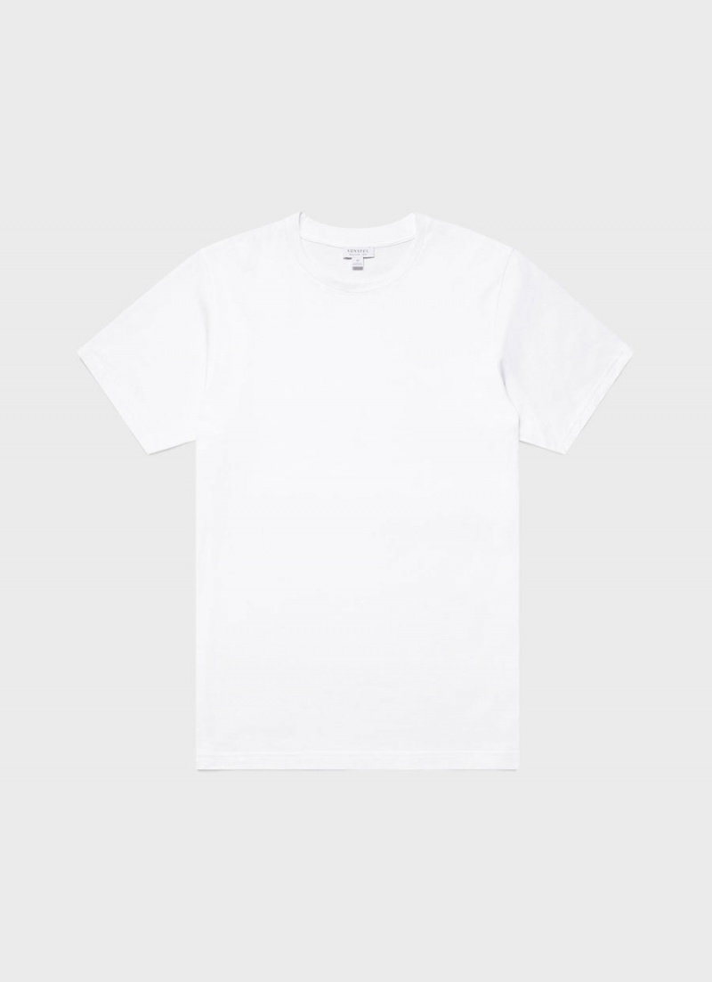 White Sunspel Riviera Midweight T-shirt | 25764-MWYL | USA