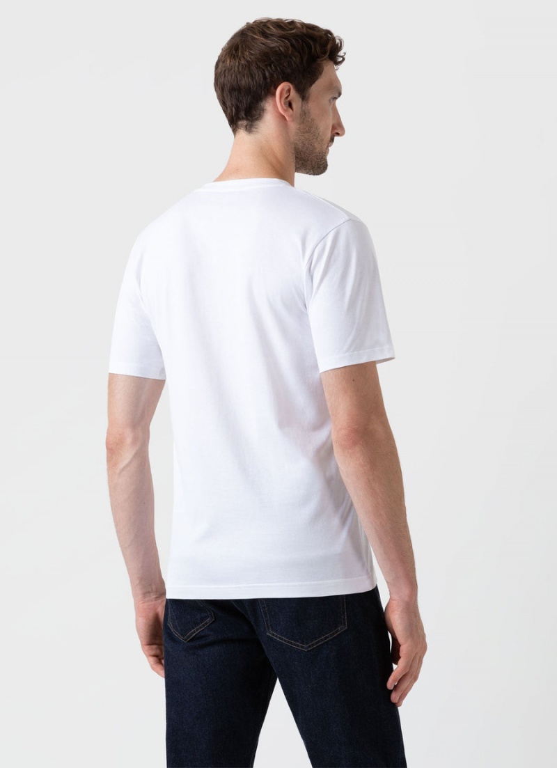 White Sunspel Riviera Midweight V Neck T-shirt | 87150-BFIC | USA