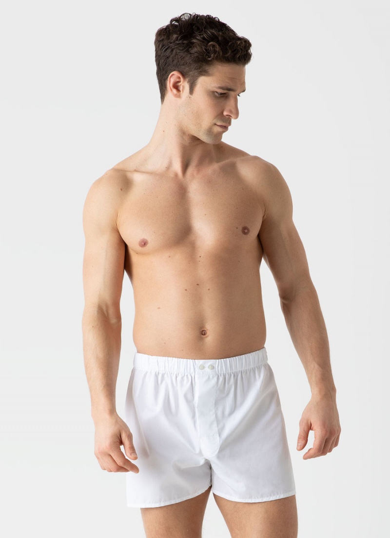 White Sunspel Sea Island Cotton Boxer Shorts | 42618-MCBX | USA