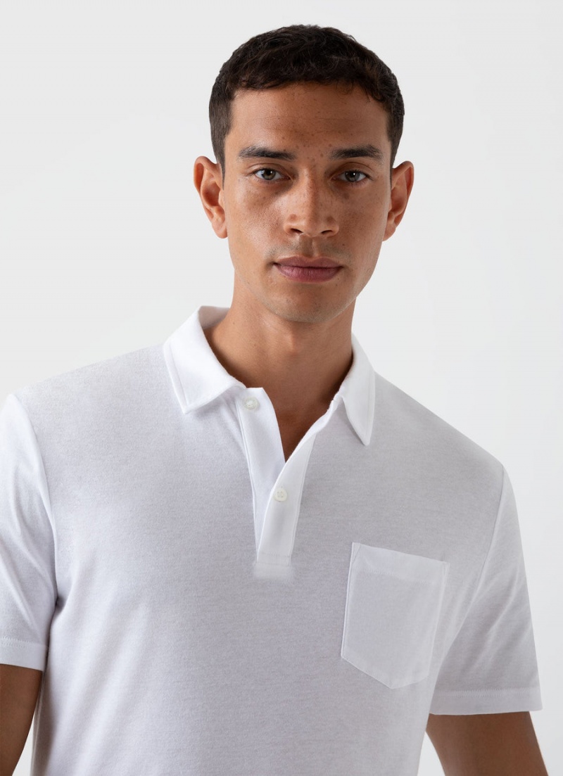 White Sunspel Sea Island Cotton Riviera Polo Shirt | 02679-PCDZ | USA