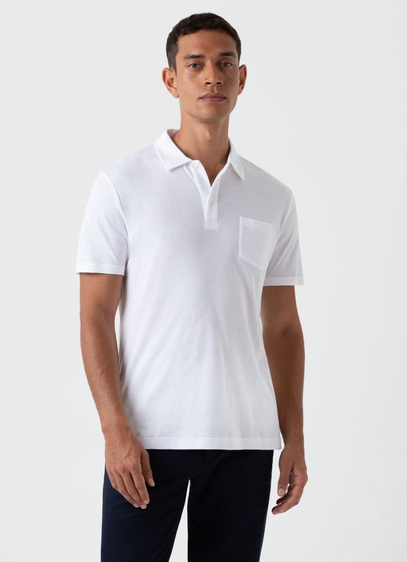 White Sunspel Sea Island Cotton Riviera Polo Shirt | 02679-PCDZ | USA