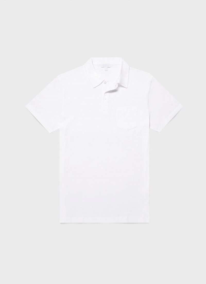 White Sunspel Sea Island Cotton Riviera Polo Shirt | 02679-PCDZ | USA