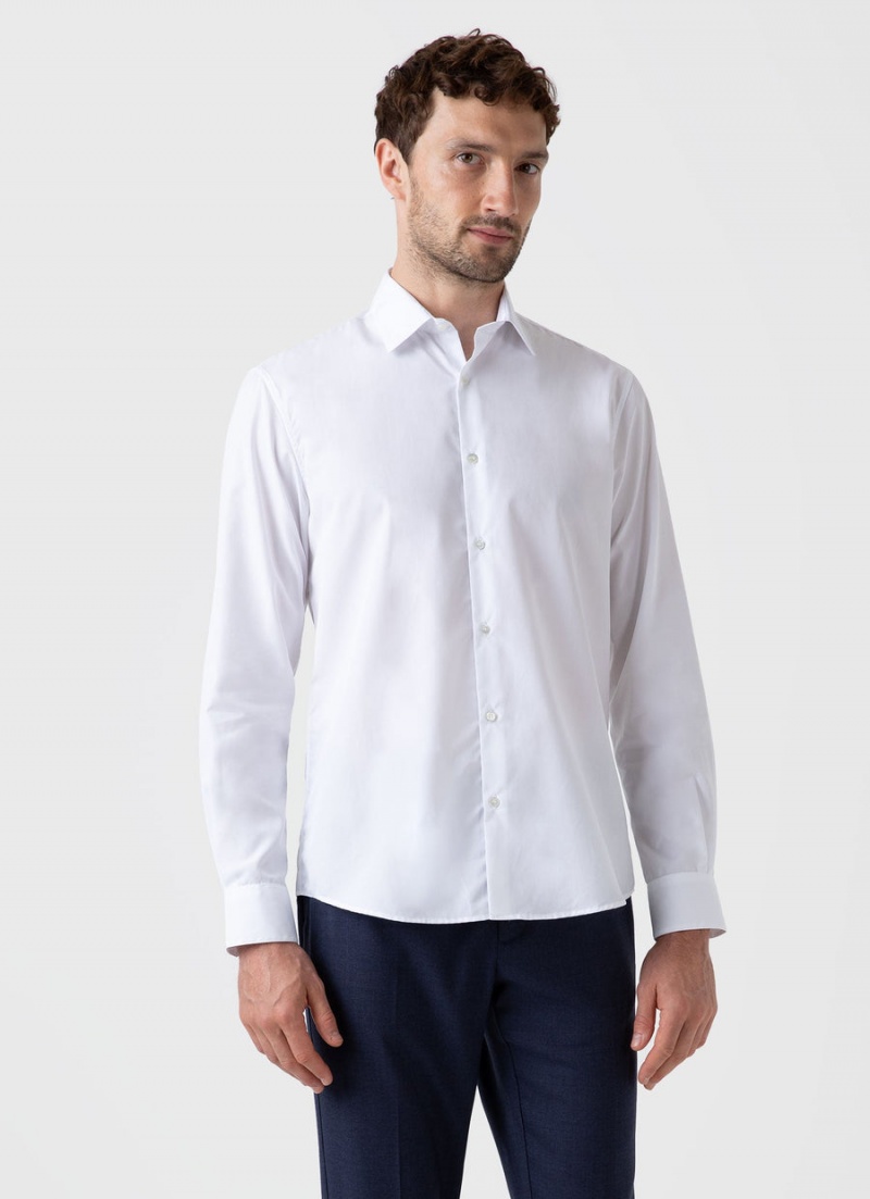 White Sunspel Sea Island Cotton Shirt | 90324-XUSH | USA