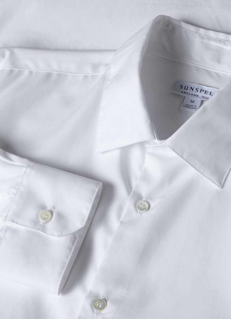 White Sunspel Sea Island Cotton Shirt | 90324-XUSH | USA