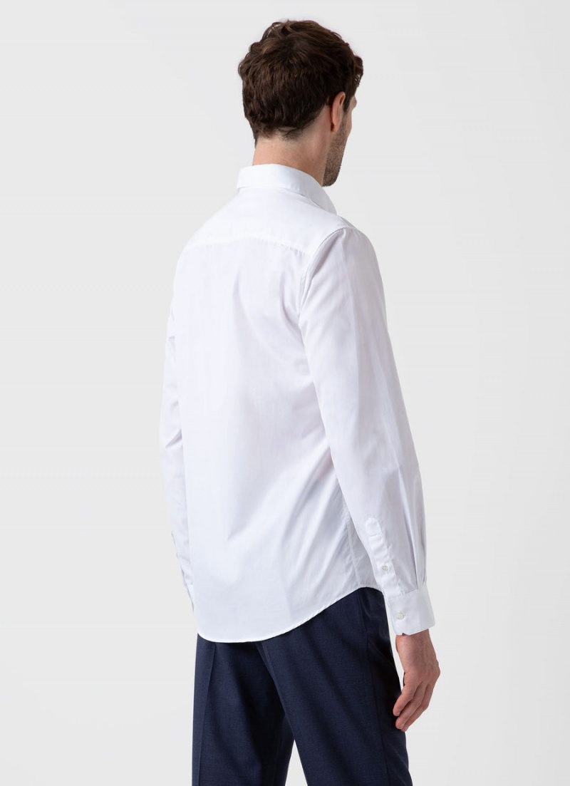 White Sunspel Sea Island Cotton Shirt | 90324-XUSH | USA