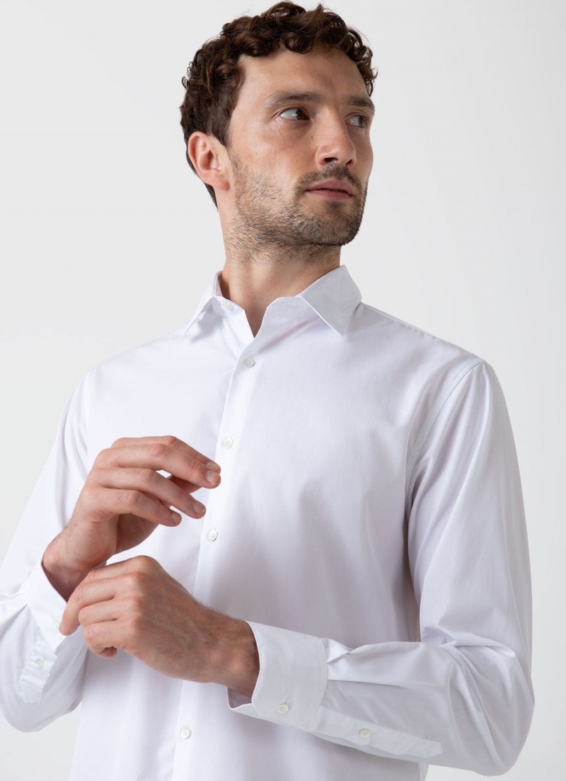 White Sunspel Sea Island Cotton Shirt | 90324-XUSH | USA