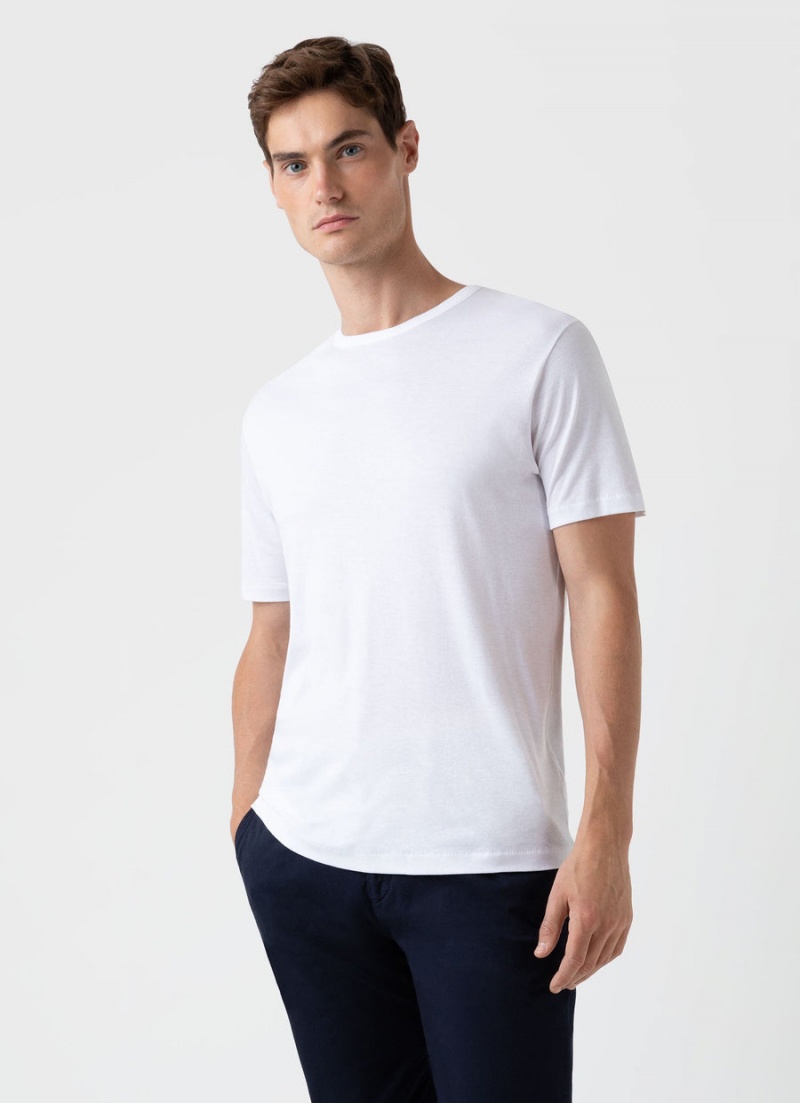 White Sunspel Sea Island Cotton T-shirt | 61245-KVWN | USA