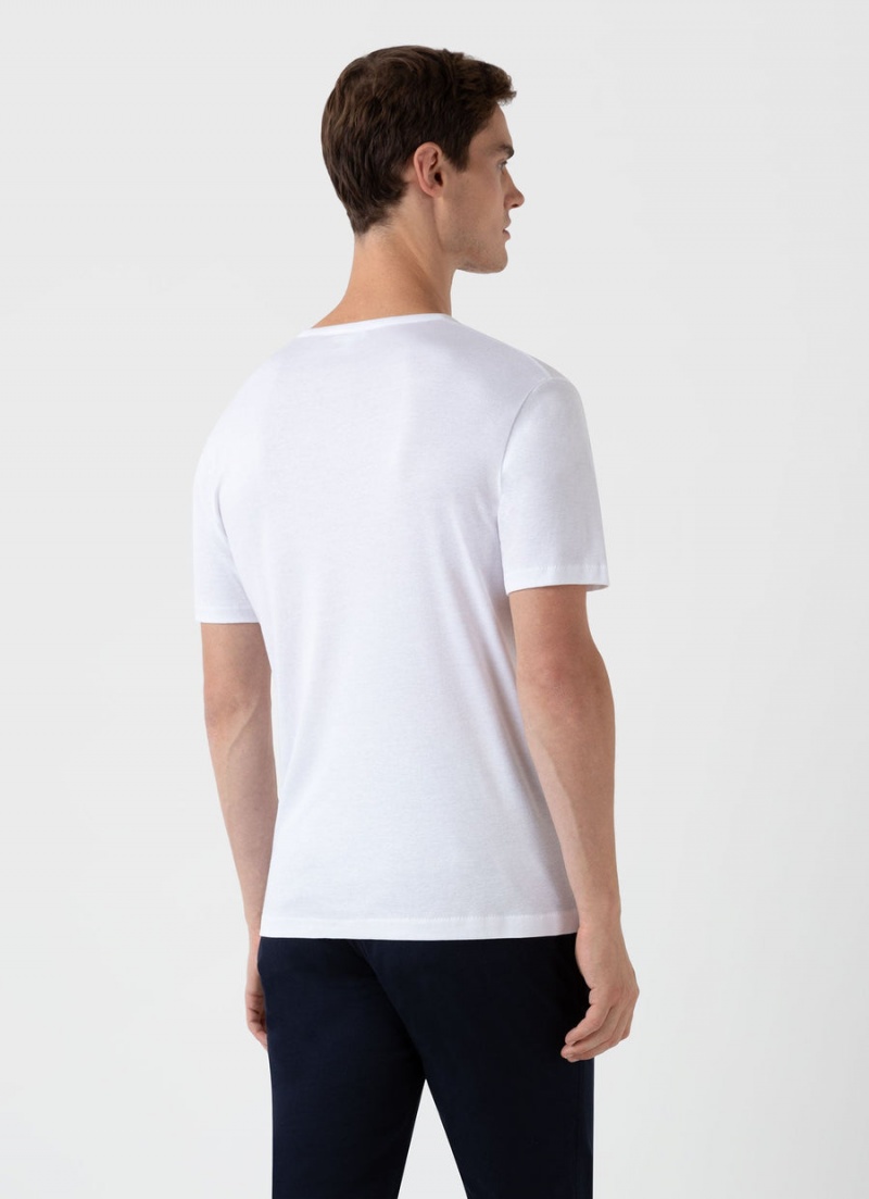 White Sunspel Sea Island Cotton T-shirt | 61245-KVWN | USA