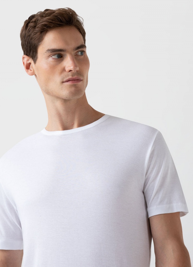 White Sunspel Sea Island Cotton T-shirt | 61245-KVWN | USA