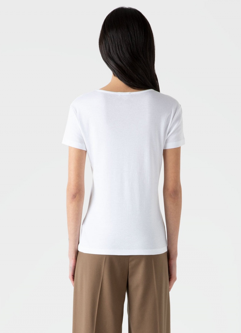 White Sunspel Sea Island Cotton T-shirt | 34965-HFIL | USA