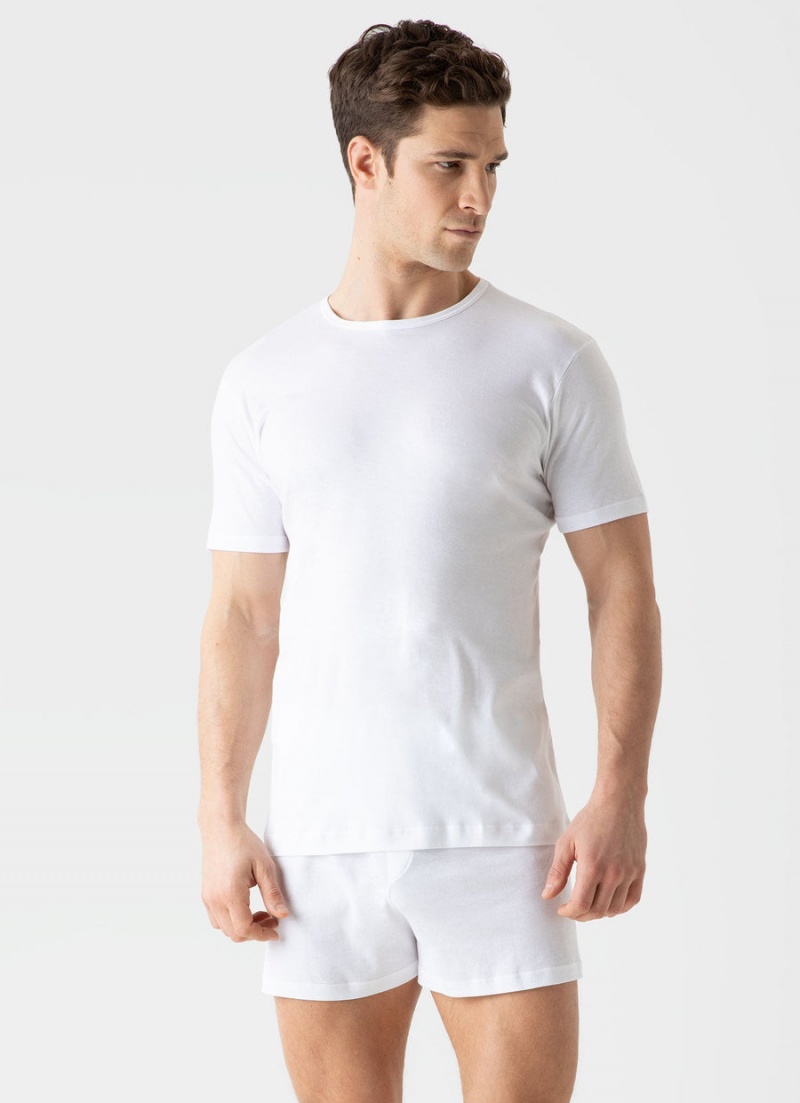 White Sunspel Sea Island Cotton Underwear T-shirt | 43285-PNLH | USA