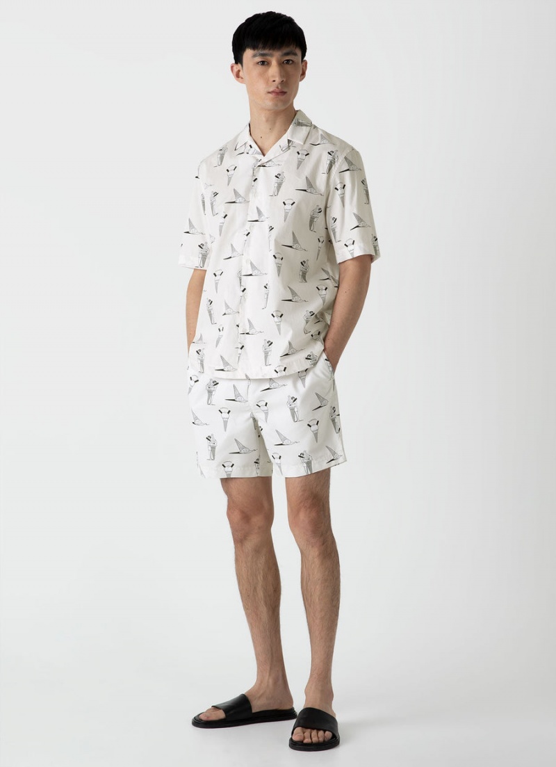 White Sunspel Sunspel x Matt Blease Camp Collar Shirt | 59713-YQPL | USA