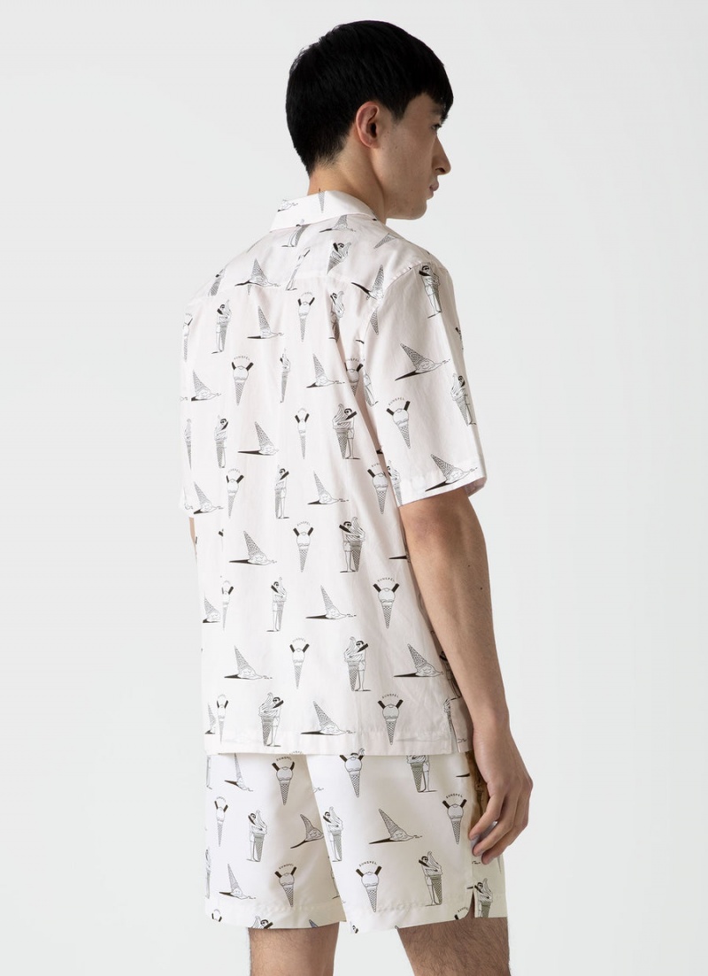 White Sunspel Sunspel x Matt Blease Camp Collar Shirt | 59713-YQPL | USA