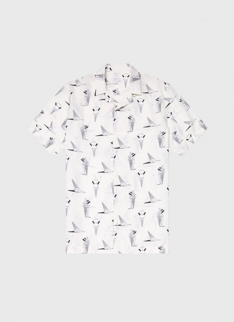 White Sunspel Sunspel x Matt Blease Camp Collar Shirt | 59713-YQPL | USA