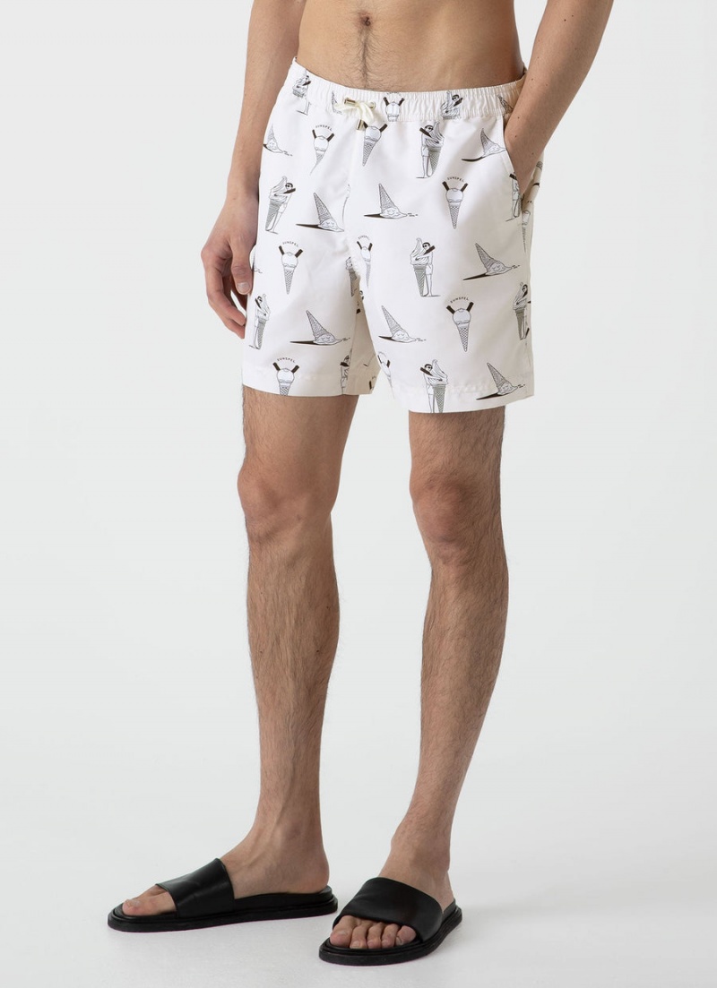 White Sunspel Sunspel x Matt Blease Drawstring Swim Shorts | 81236-PMUF | USA