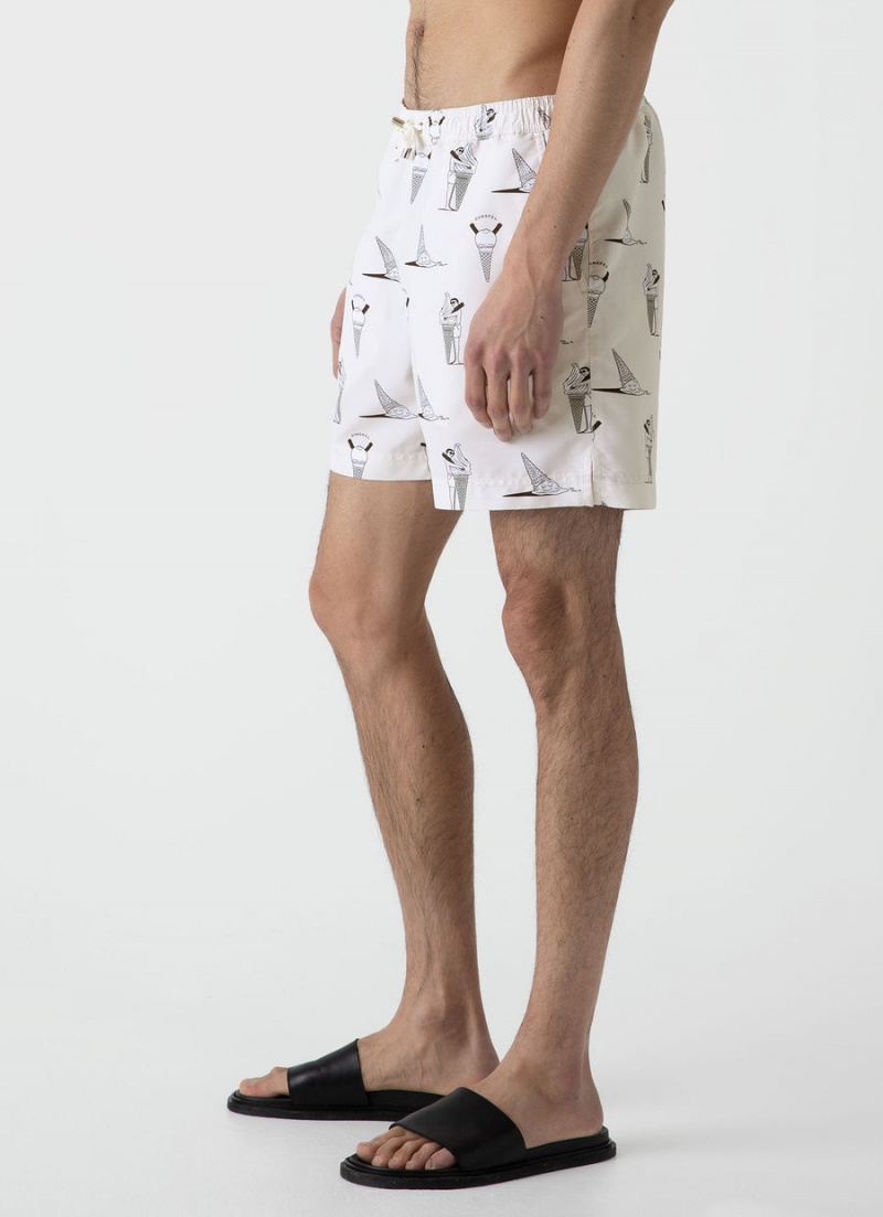 White Sunspel Sunspel x Matt Blease Drawstring Swim Shorts | 81236-PMUF | USA