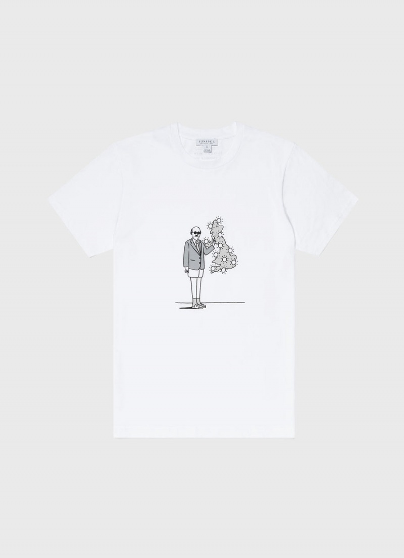 White Sunspel Sunspel x Matt Blease Print T-shirt | 74953-PABW | USA