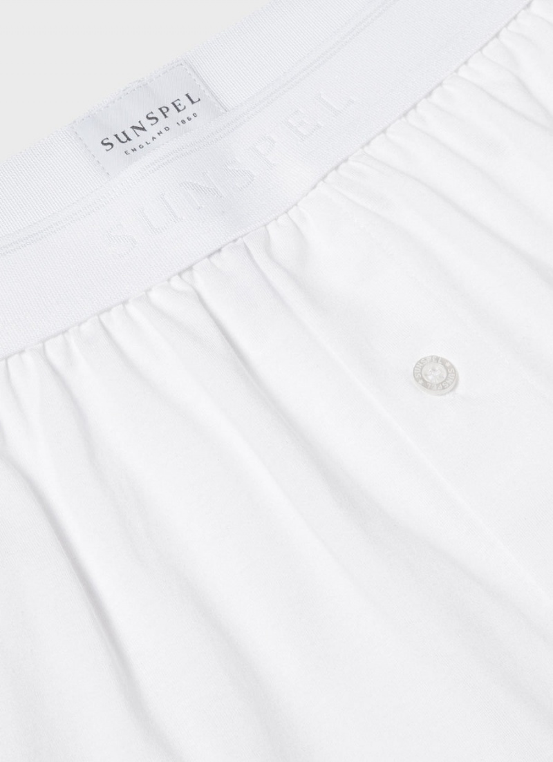 White Sunspel Superfine Cotton One‑Button Shorts | 34915-RJSO | USA