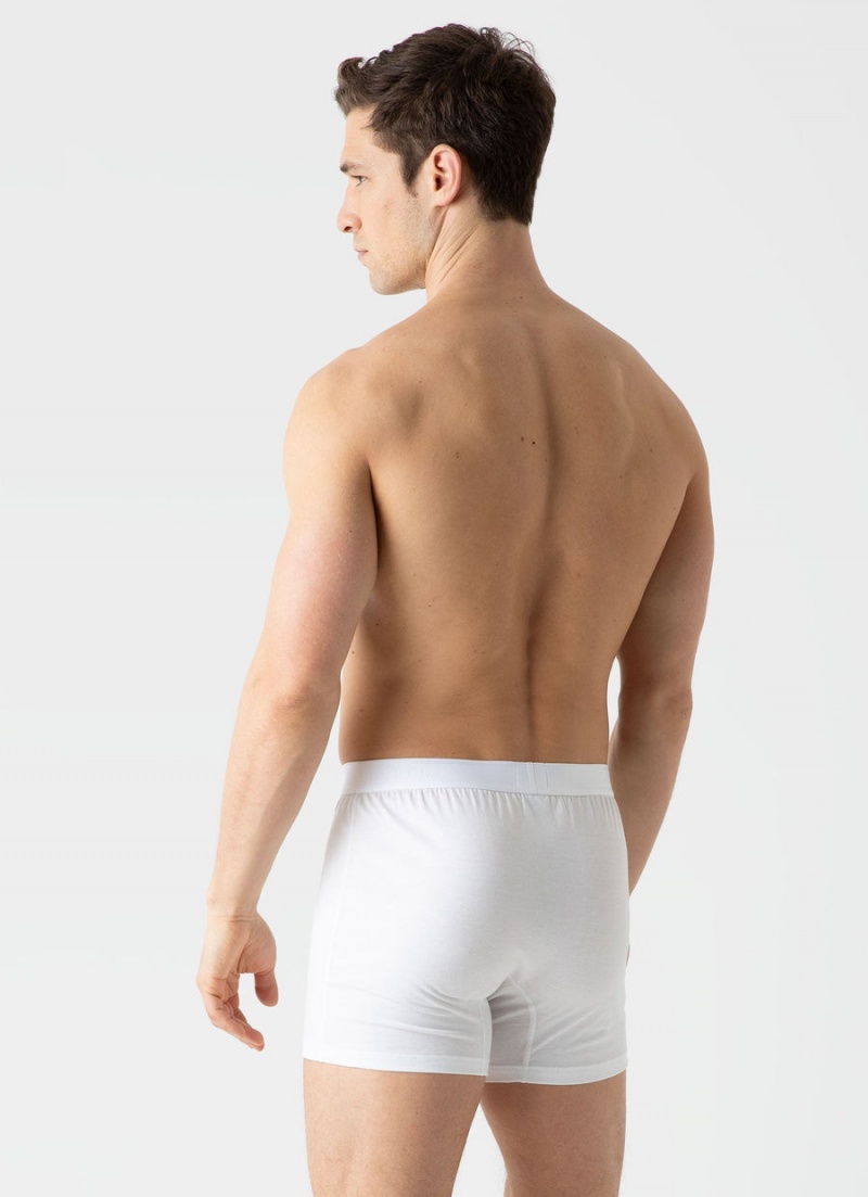 White Sunspel Superfine Cotton Two‑Button Shorts | 61358-DBPH | USA