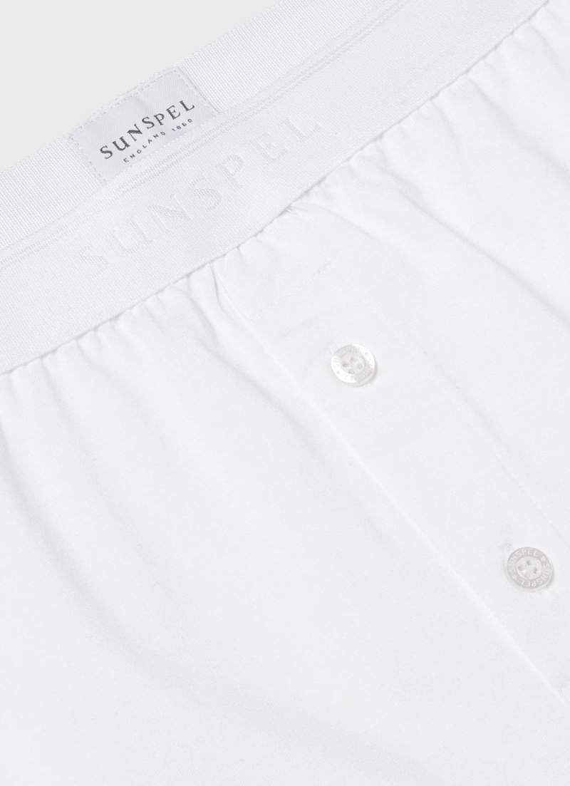 White Sunspel Superfine Cotton Two‑Button Shorts | 61358-DBPH | USA