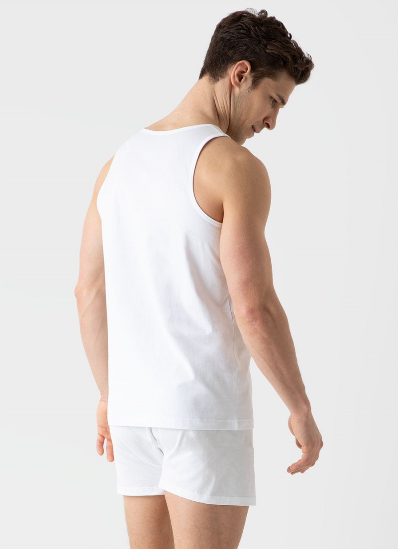 White Sunspel Superfine Cotton Underwear Vest | 48730-CMSH | USA