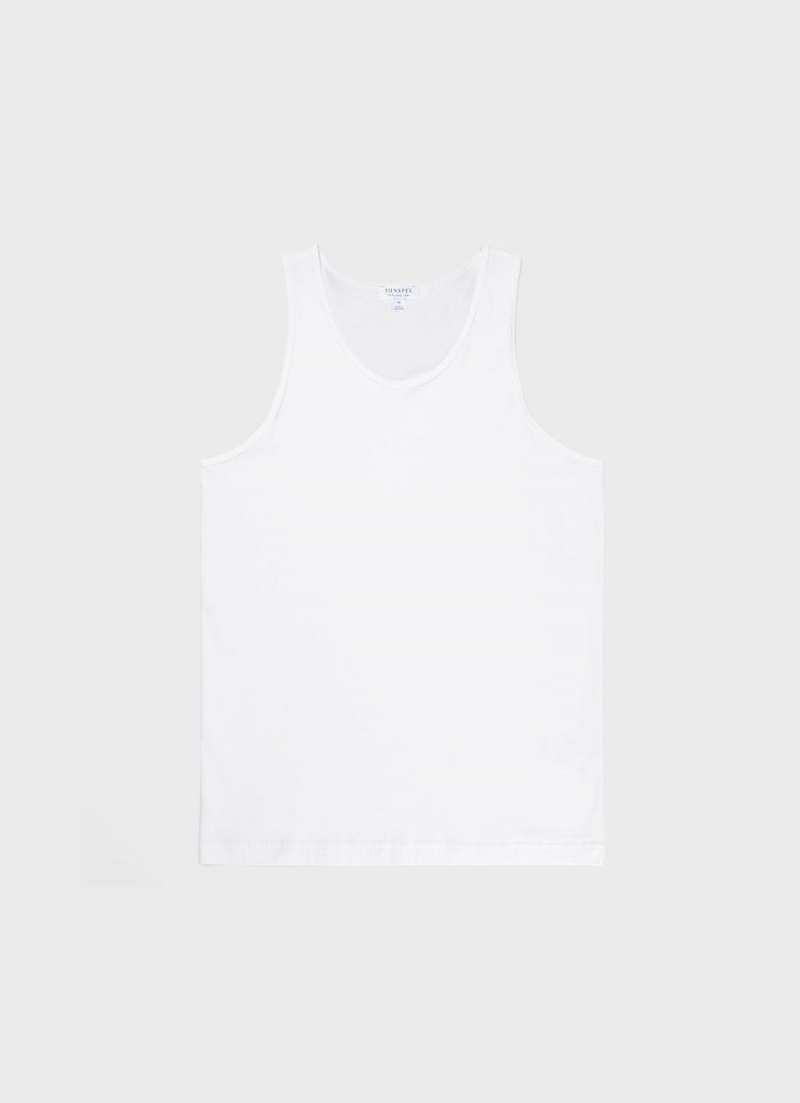 White Sunspel Superfine Cotton Underwear Vest | 48730-CMSH | USA