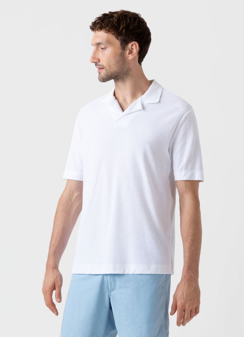 White Sunspel Towelling Polo Shirt | 01632-HIJL | USA