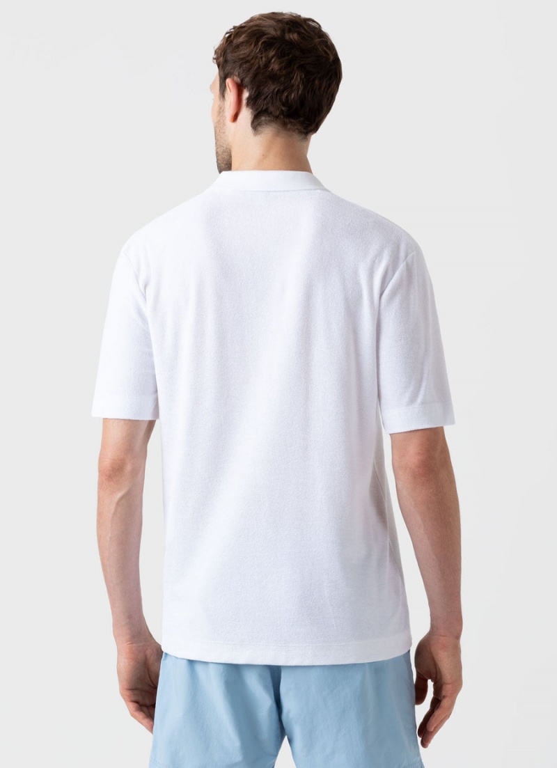 White Sunspel Towelling Polo Shirt | 01632-HIJL | USA