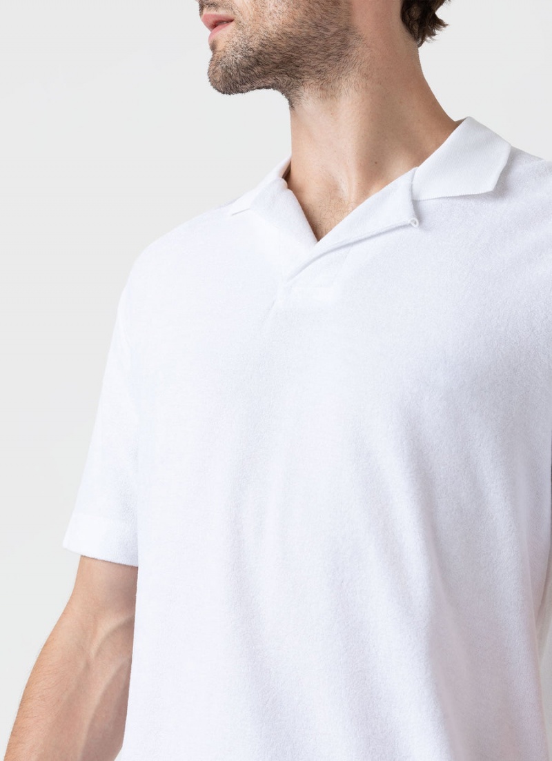 White Sunspel Towelling Polo Shirt | 01632-HIJL | USA