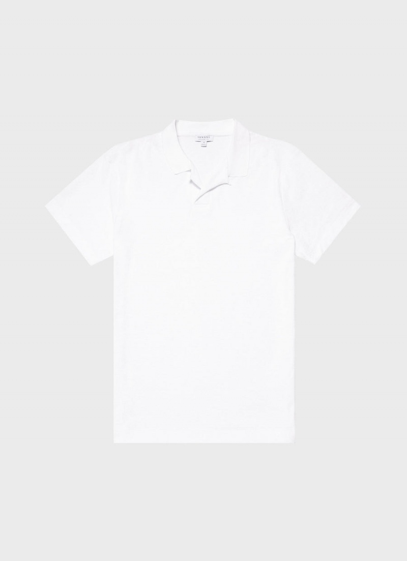 White Sunspel Towelling Polo Shirt | 01632-HIJL | USA