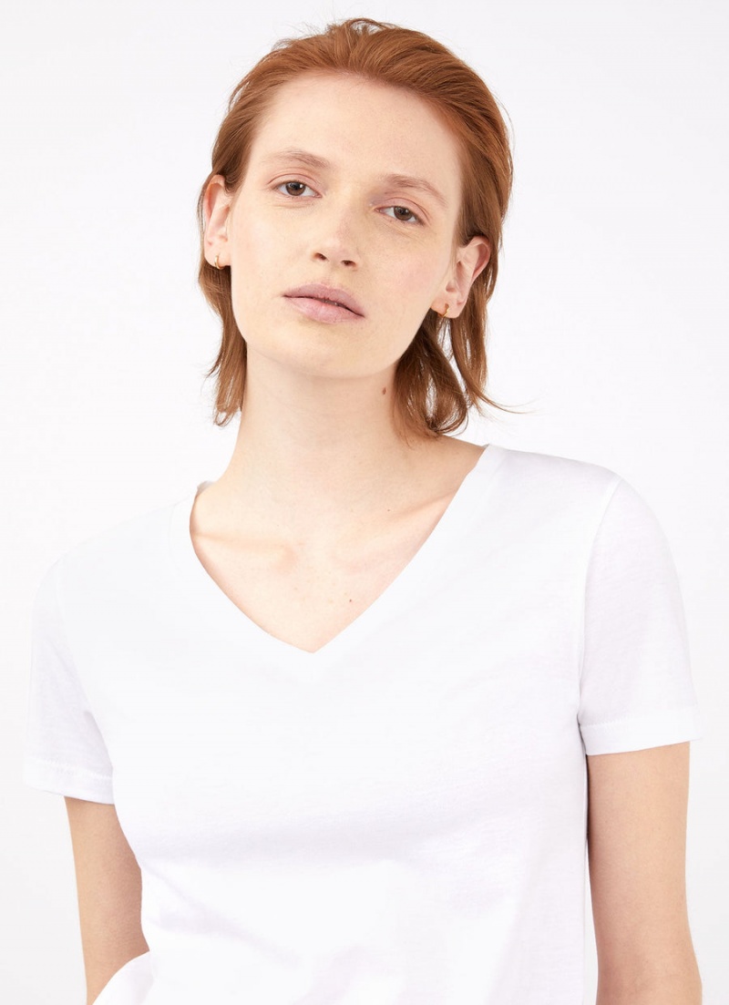 White Sunspel V Neck T-shirt | 94073-LBWA | USA