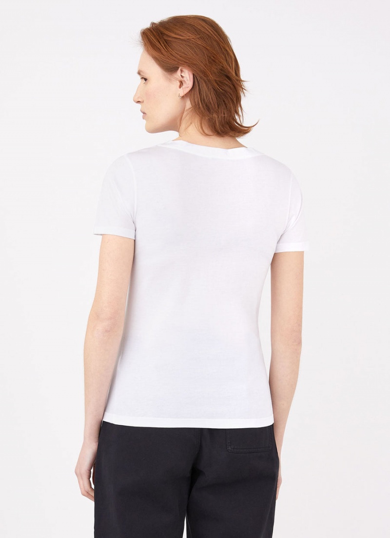 White Sunspel V Neck T-shirt | 94073-LBWA | USA